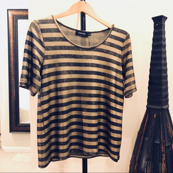 MINKPINK Metallic Striped Shirt | sz S - Picture 1 of 5